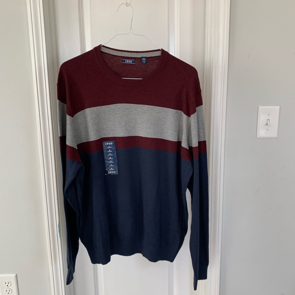 Izod Men's Crewneck Sweater - Burgundy, Gray, and Navy